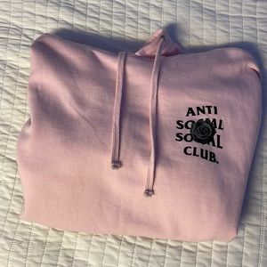 Anti Social Social Club Pink Bat Emoji Hoodie